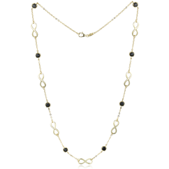 MINET Pozlátený strieborný náhrdelník nekončené s čiernymi zirkónmi