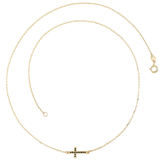 MINET Zlatý náhrdelník křížek se čenými zirkony Au 585/1000 1,75g