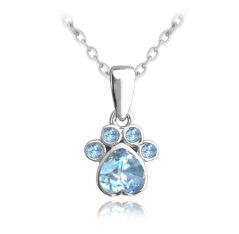MINET Stříbrný náhrdelník TLAPKA s modrými zirkony
