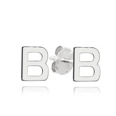 MINET Strieborné náušnice písmeno "B"