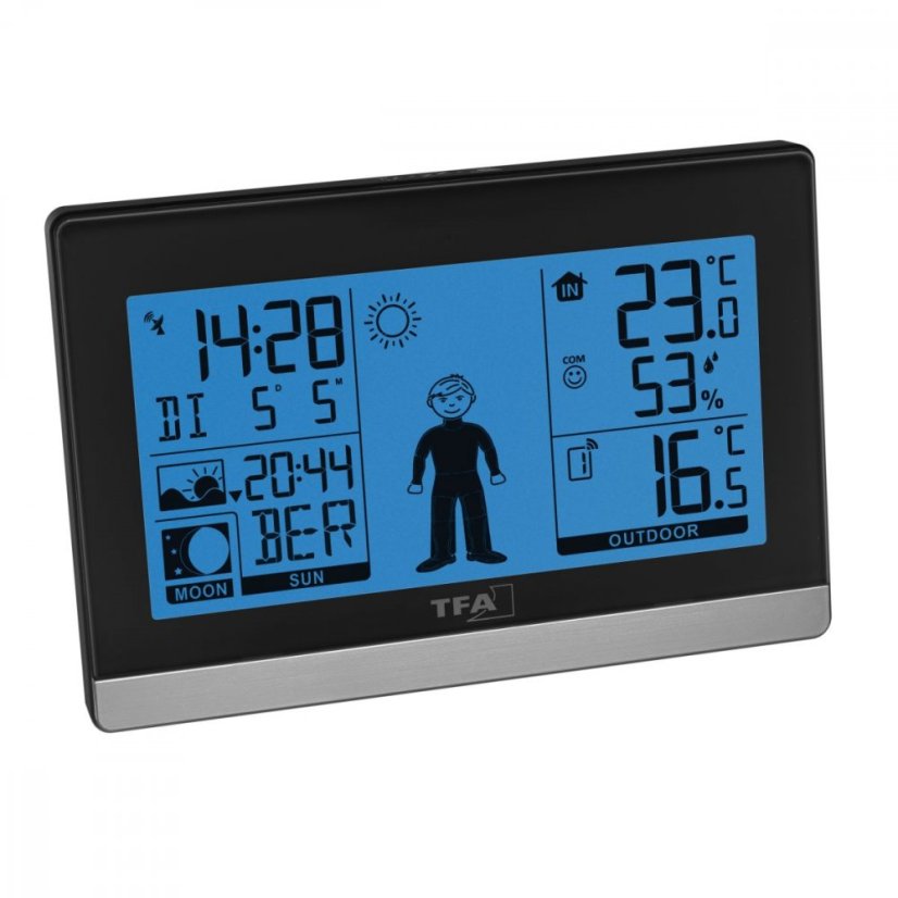 TFA 35.1159.01 - Domácí meteostanice s předpovědí počasí a postavičkou  WEATHER BOY - černá