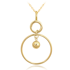 MINET Pozlátený moderný strieborný náhrdelník KRUH s guličkou