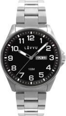Oceľové pánske hodinky LAVVU BERGEN Black so svietiacimi číslami LWM0142