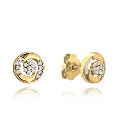 MINET Zlaté náušnice kroužky s bílými zirkony Au 585/1000 1,30g