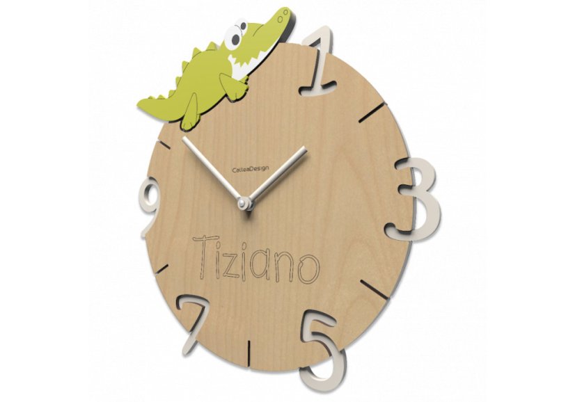 Detské hodiny CalleaDesign krokodíl 36cm (možnosť vlastného mena)
