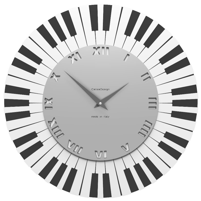 Dizajnové hodiny 51-10-2 CalleaDesign Piano 45cm (2 modely) Farba strieborná-2 - RAL9006