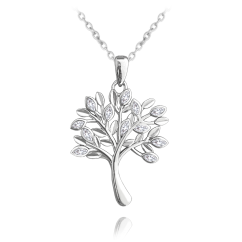 MINET Strieborný náhrdelník STROM ŽIVOTA s bielymi zirkónmi