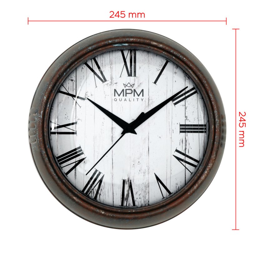 Nástenné hodiny s tichým chodom MPM Rusty Metal - E01.4204.63