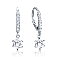 MINET Elegantné strieborné náušnice s bielymi zirkónmi