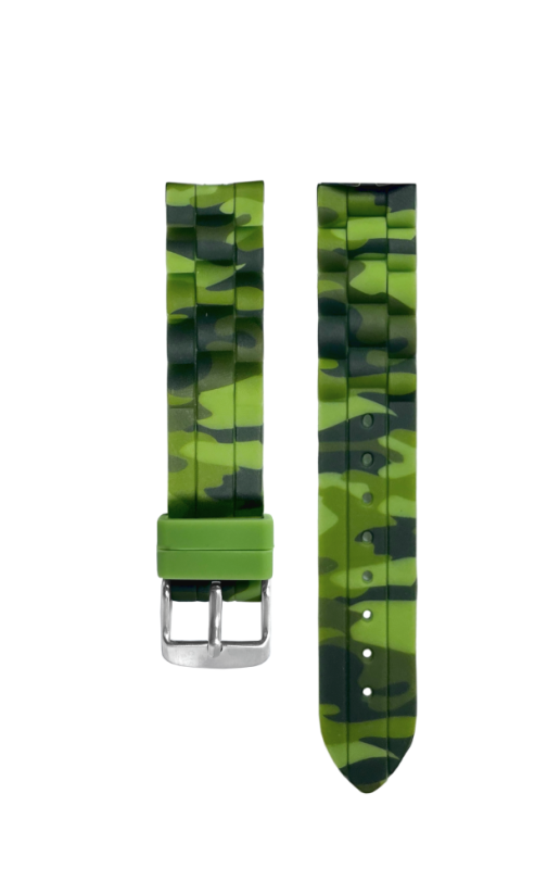 CLOCKKODIEL Silikónový zelený maskáčový remienok k detským hodinkám