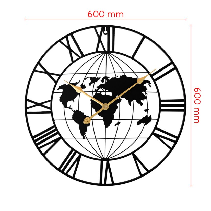 Velké designové kovové nástěnné hodiny s tichým chodem MPM Roman World - E04.4486.90