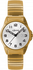 Pánske pružné hodinky LAVVU STOCKHOLM Big Gold LWM0025