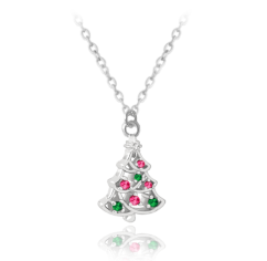 MINET Vianočný strieborný náhrdelník CHRISTMAS TREE
