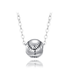 MINET Stříbrný náhrdelník baseballový míč