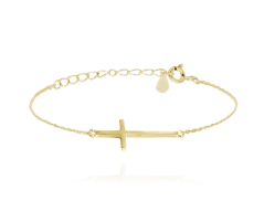 MINET Pozlacený stříbrný náramek KŘÍŽ ležatý