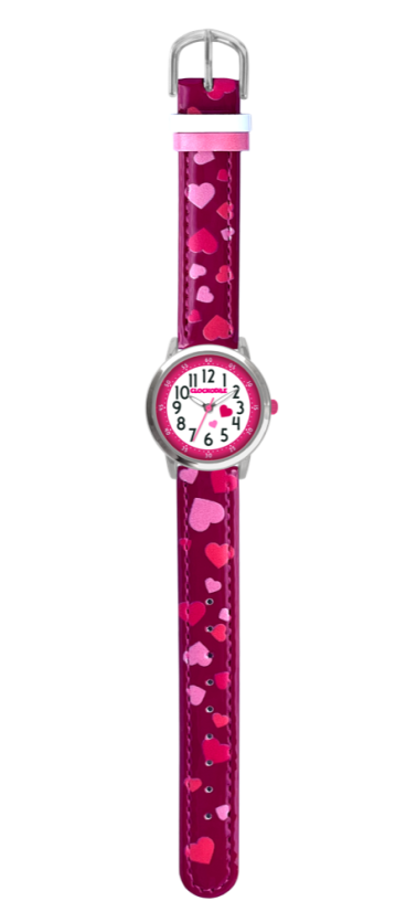 CLOCKODILE Růžové dívčí dětské hodinky SRDÍČKA