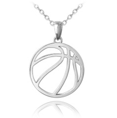 MINET Strieborný náhrdelník BASKETBALOVÁ LOPTA