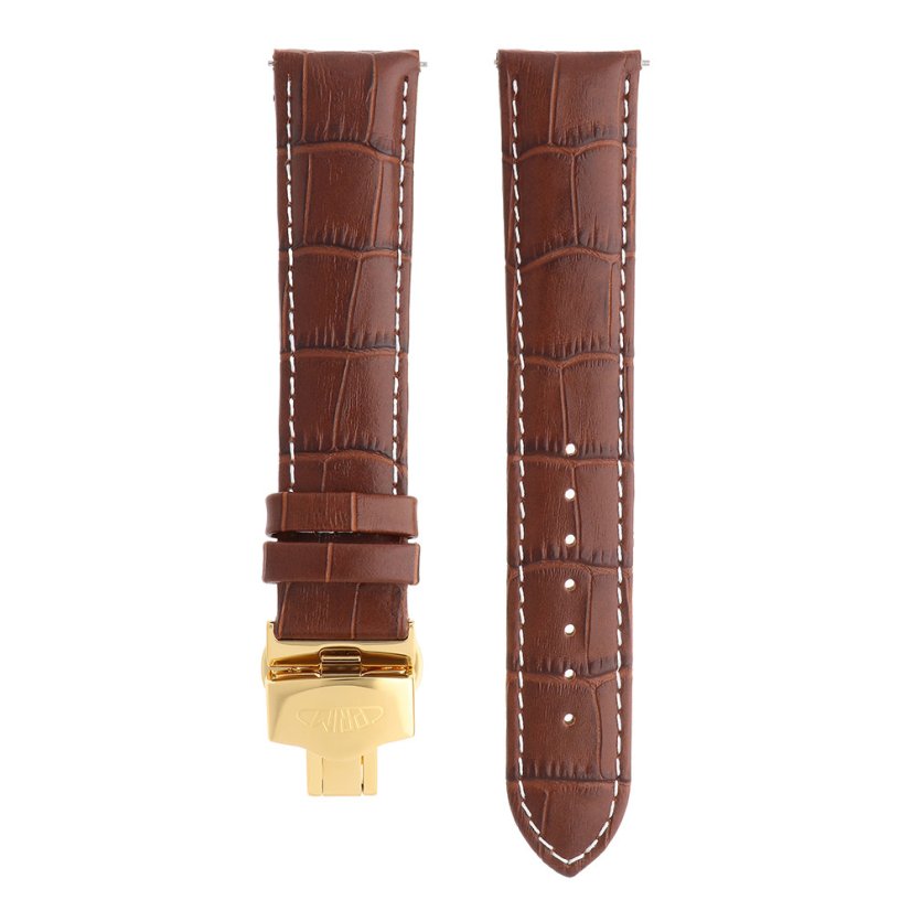 Kožený remienok na hodinky PRIM RB.13234 (22 mm) - hnedý/pozlátený - RB.13234.2220.5000.XL