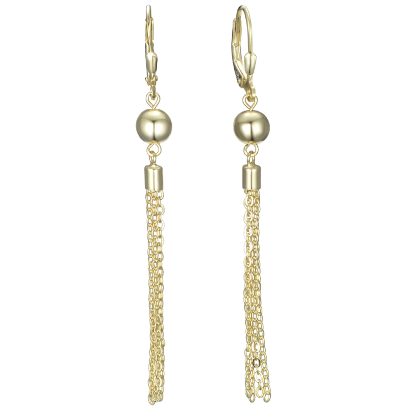 MINET Pozlátené retiazkové strieborné visiace náušnice s guličkami