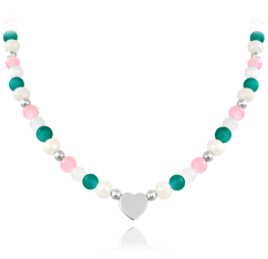 MINET Stříbrný náhrdelník s přírodními perlami a barevnými kuličkami - Ag 925/1000 20,60g