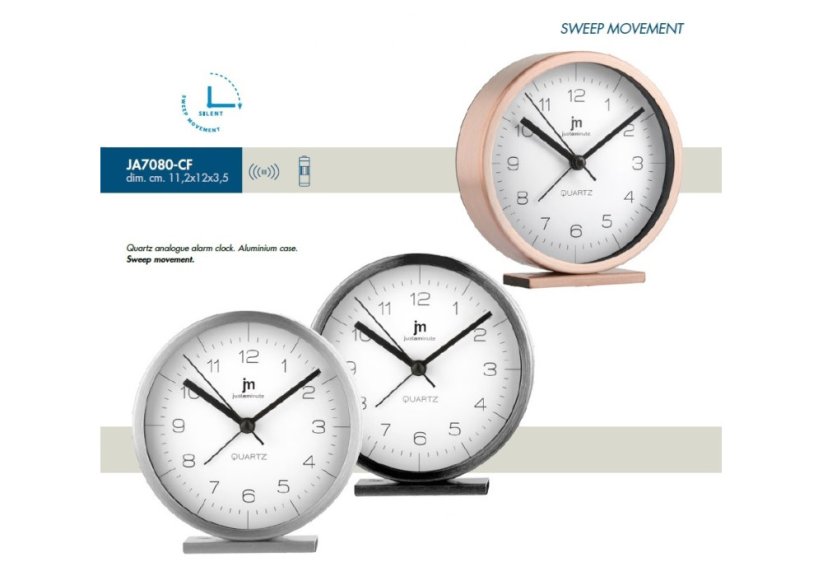Dizajnové stolné hodiny-budík JA7080S Lowell 12cm