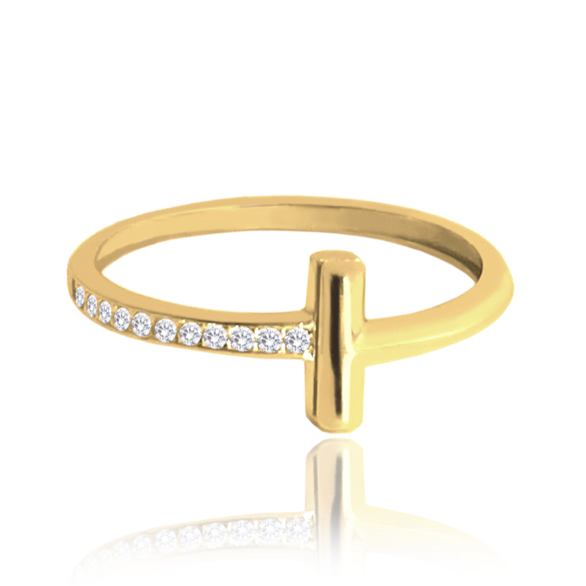 MINET Zlatý prsten s bílými zirkony Au 585/1000 1,55 g - vel. 55