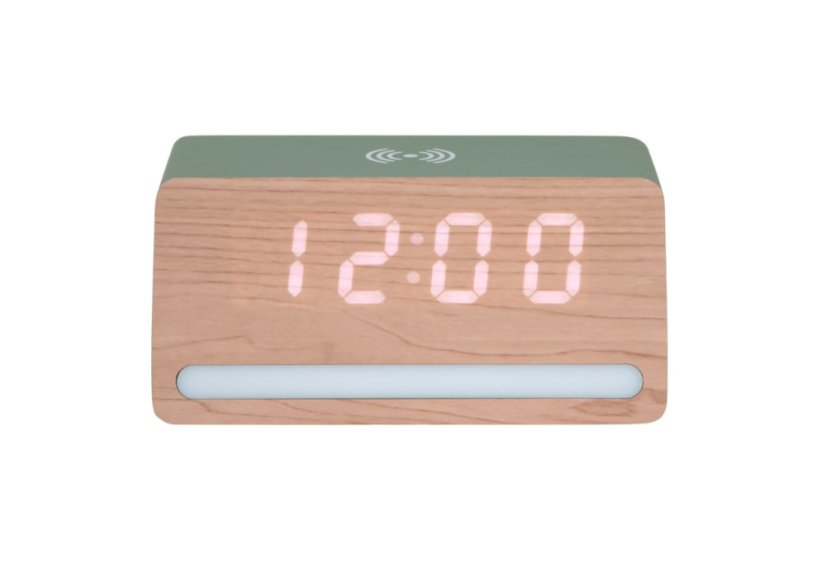 LED hodiny-budík 6078GR Karlsson s nabíječkou smartphonů 16cm