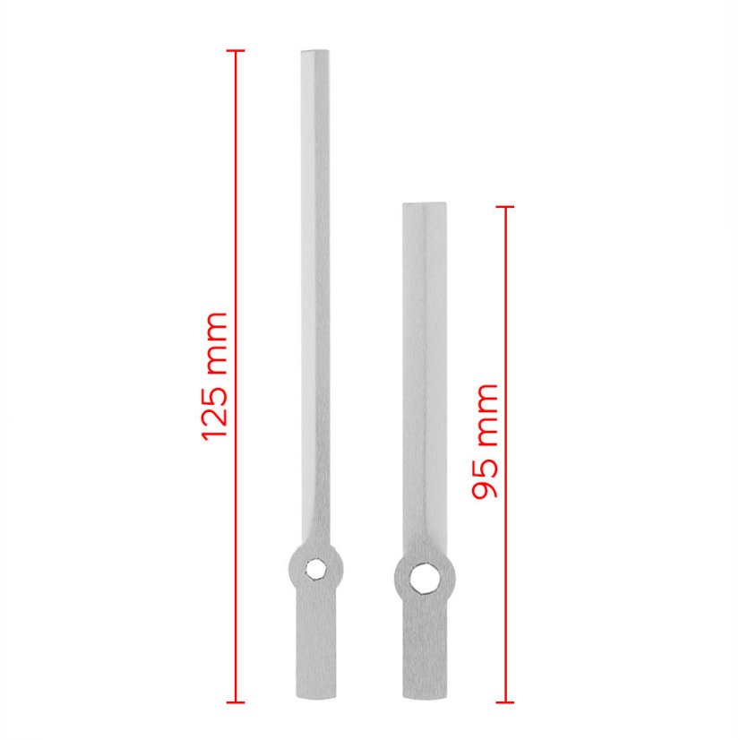 Kovové hodinové ručičky B22 (100 mm, 72 mm) - stříbrné - Ručičky hodinové B22 pár stříbrné