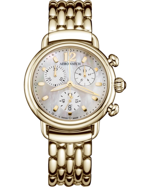 Aerowatch 1942 Chrono lady yellow gold- plated A 81105 JA02 M