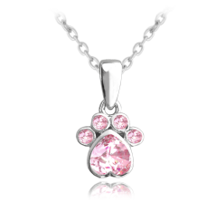 MINET Stříbrný náhrdelník TLAPKA s růžovými zirkony