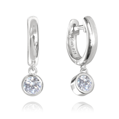 MINET Decentné strieborné náušnice s bielymi zirkónmi