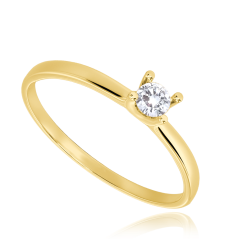 MINET Zásnubný zlatý prsteň s bielym zirkónom Au 585/1000 veľ. 55 - 0,80g