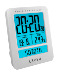 Digitálny budík riadený rádiovým signálom LAVVU Duo White s češtinou LAR0020