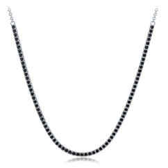 MINET Strieborný tenisový náhrdelník s čiernymi zirkónmi