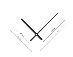 Čierne oblé hliníkové ručičky na hodiny 158 mm | 113 mm