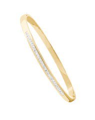Pozlátený oceľový pevný náramok so zirkónmi JVD JGB2G