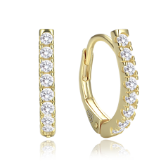 MINET Elegantné pozlátené strieborné náušnice s bielymi zirkónmi