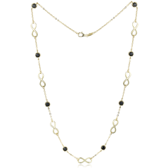 MINET Pozlátený strieborný náhrdelník nekončené s čiernymi zirkónmi