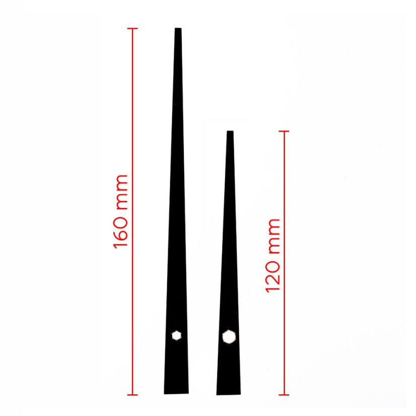 Kovové hodinové ručičky B26 (137 mm, 92 mm) - černé - Ručičky hodinové B26 pár černé