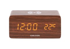 LED budík-hodiny 5933DW Karlsson s nabíjačkou smartfónov 15cm