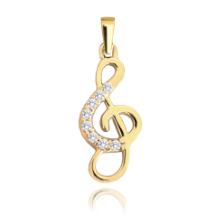 MINET Zlatý přívěs houslový klíč s bílými zirkony Au 585/1000 1,20g