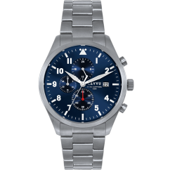 LAVVU Pánské titanové hodinky PILOT Chronograph Deep Blue 100M Sapphire