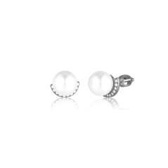 Strieborné náušnice so zirkónmi a perlou JVD SVLE3308XF3P1SR