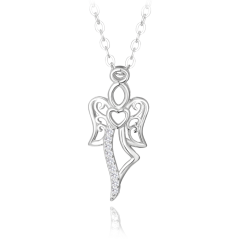 MINET Strieborný náhrdelník ANJEL so zirkónmi