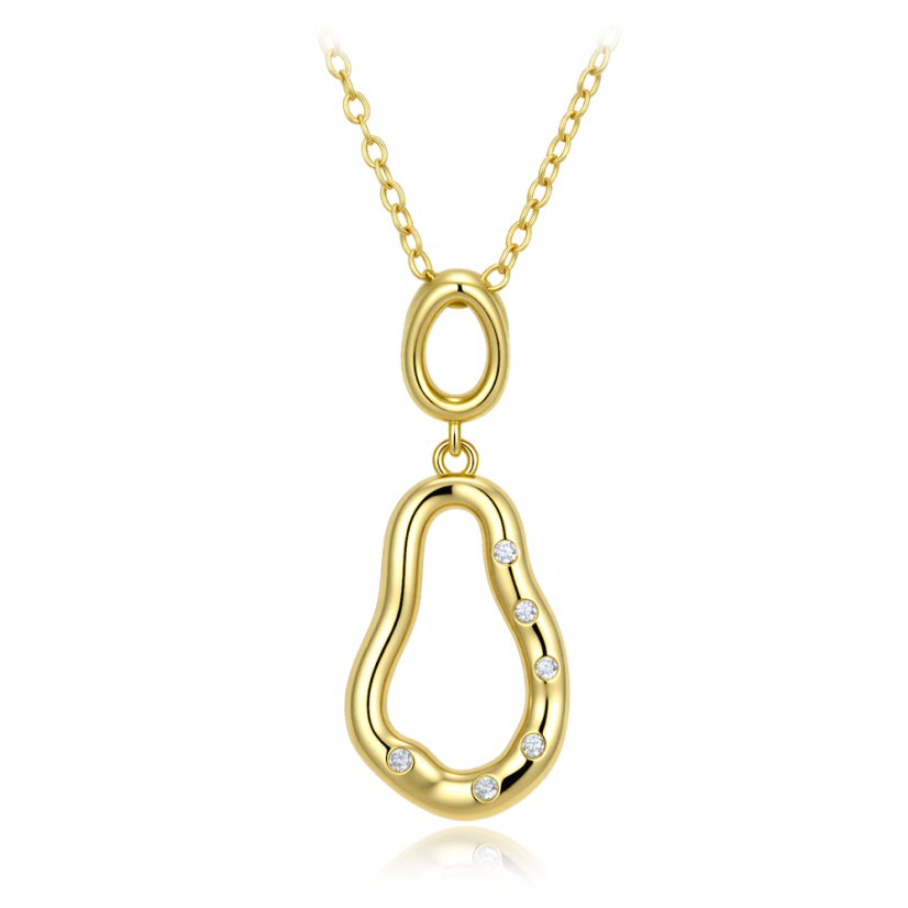 MINET Elegantní zvlněný pozlacený stříbrný náhrdelník s bílým zirkonem MINET Elegantní zvlněný pozlacený stříbrný náhrdelník s bílým zirkonem