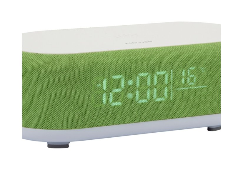 Stolové hodiny s budíkom, nabíjačkou smartfónov a Bluetooth reproduktorom 6033BG Karlsson 20cm