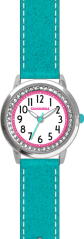 Tyrkysové třpytivé dívčí dětské hodinky se kamínky CLOCKODILE SPARKLE