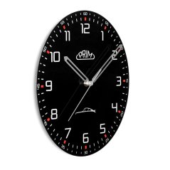 Skleněné nástěnné hodiny s tichým chodem PRIM Speedline - černo-bílé - E09.5530.9000