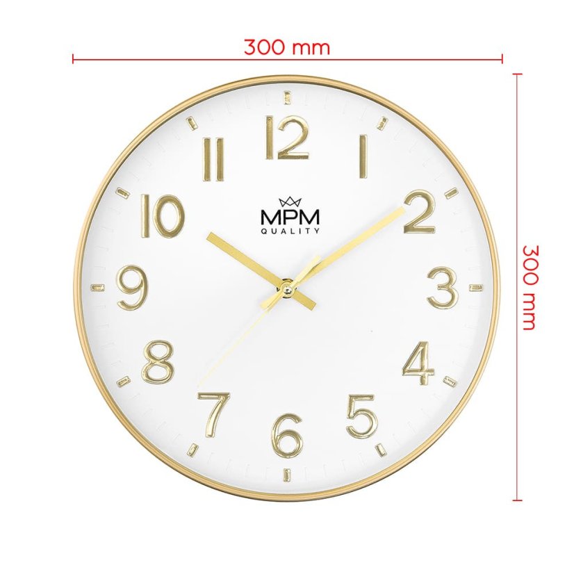 Nástenné hodiny s tichým chodom MPM Aurumis - zlaté - E01.4593.80