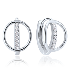 MINET Elegantné zlaté náušnice z bieleho zlata s bielymi zirkónmi Au 585/1000 1,80g